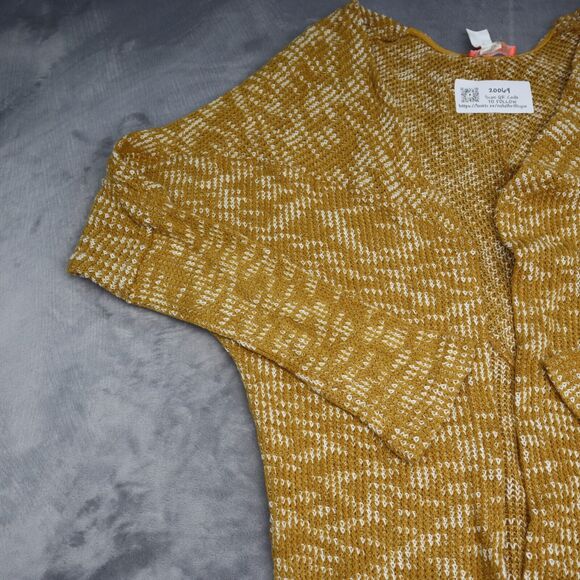 Banjul Sweater Womens S Yellow Long Sleeve Knitted Open Front Cardigan - Picture 8 of 16